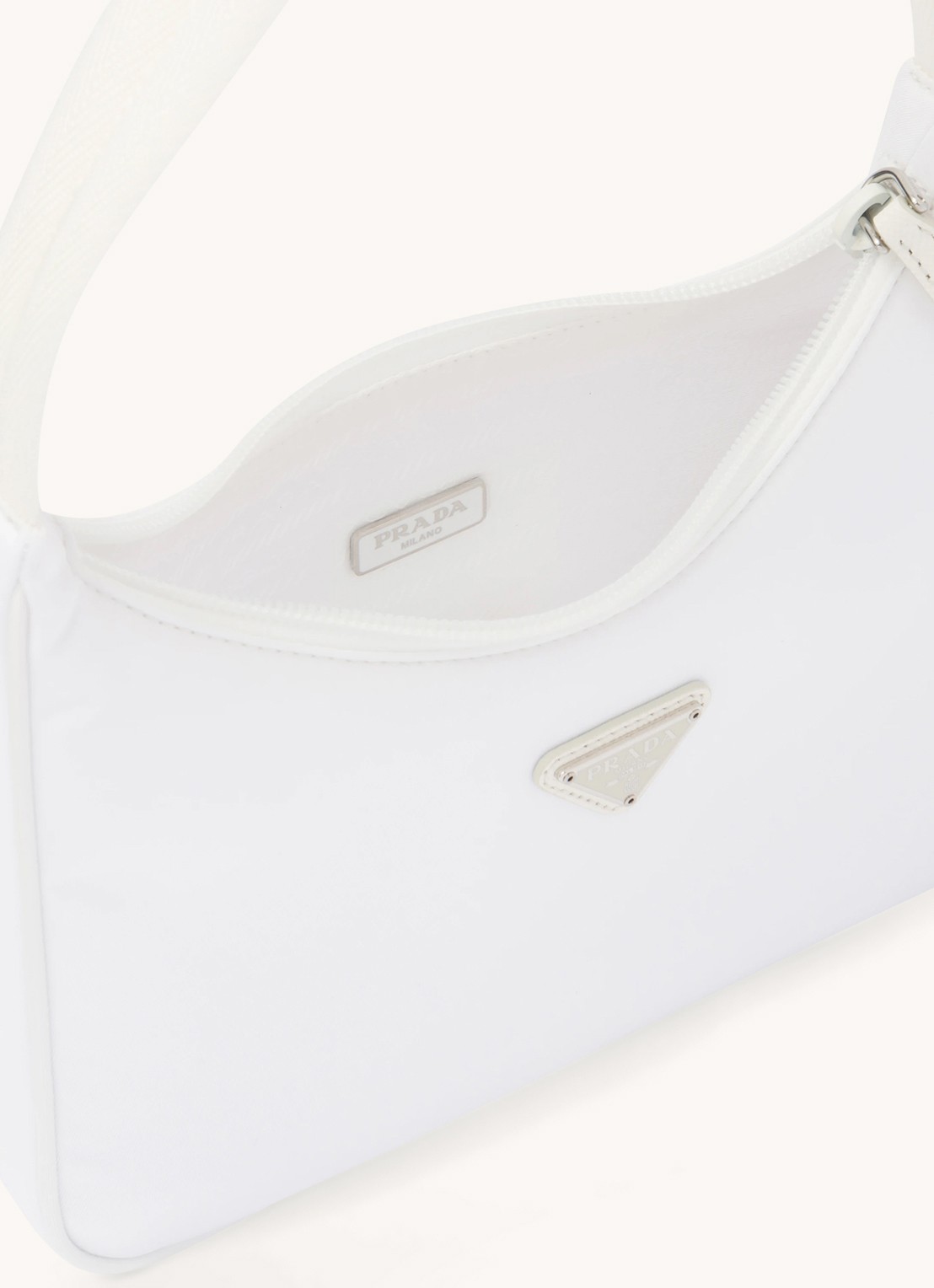 Prada Re-Edition 2000 Re-Nylon Mini schoudertas met logo - detail 3 wit