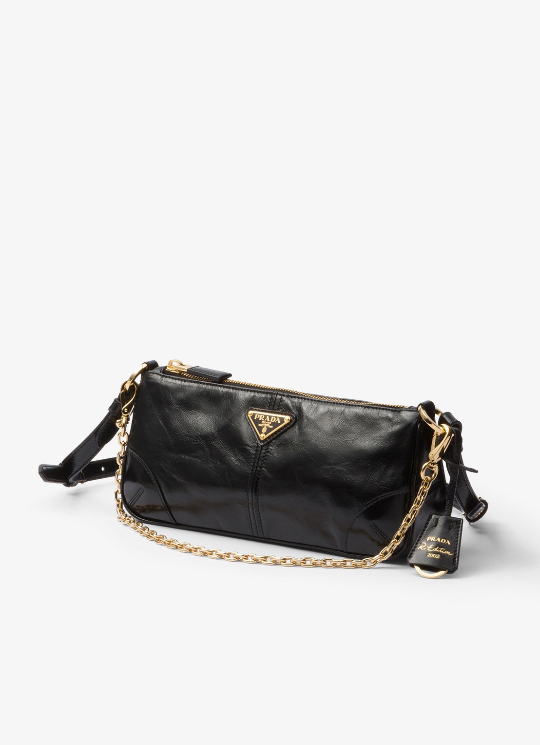 Prada Re-Edition 2002 Medium schoudertas van kalfsleer - voorkant 2 zwart