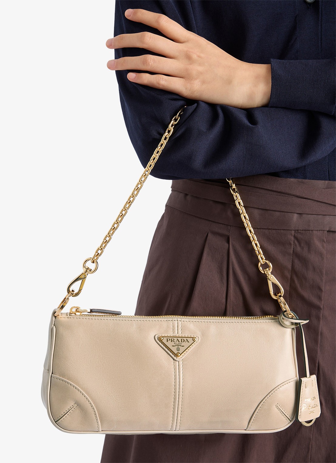 Prada Re-Edition 2002 Medium schoudertas van kalfsleer - detail 6 beige