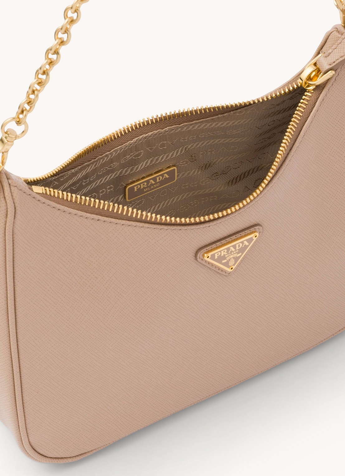 Prada Re-Edition 2005 crossbodytas van kalfsleer - detail 4 donkerbeige