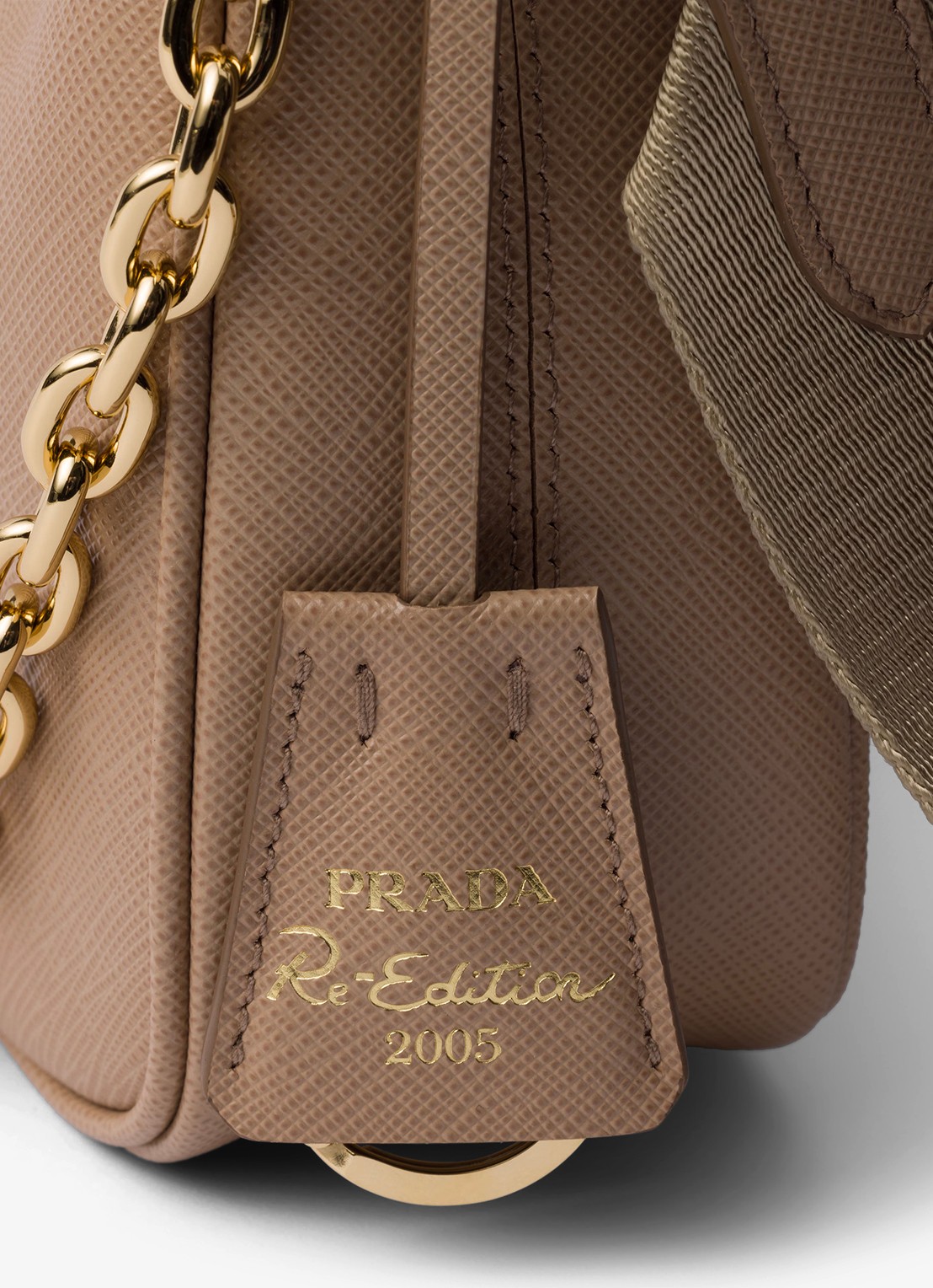 Prada Re-Edition 2005 crossbodytas van kalfsleer - detail 4 lichtbruin
