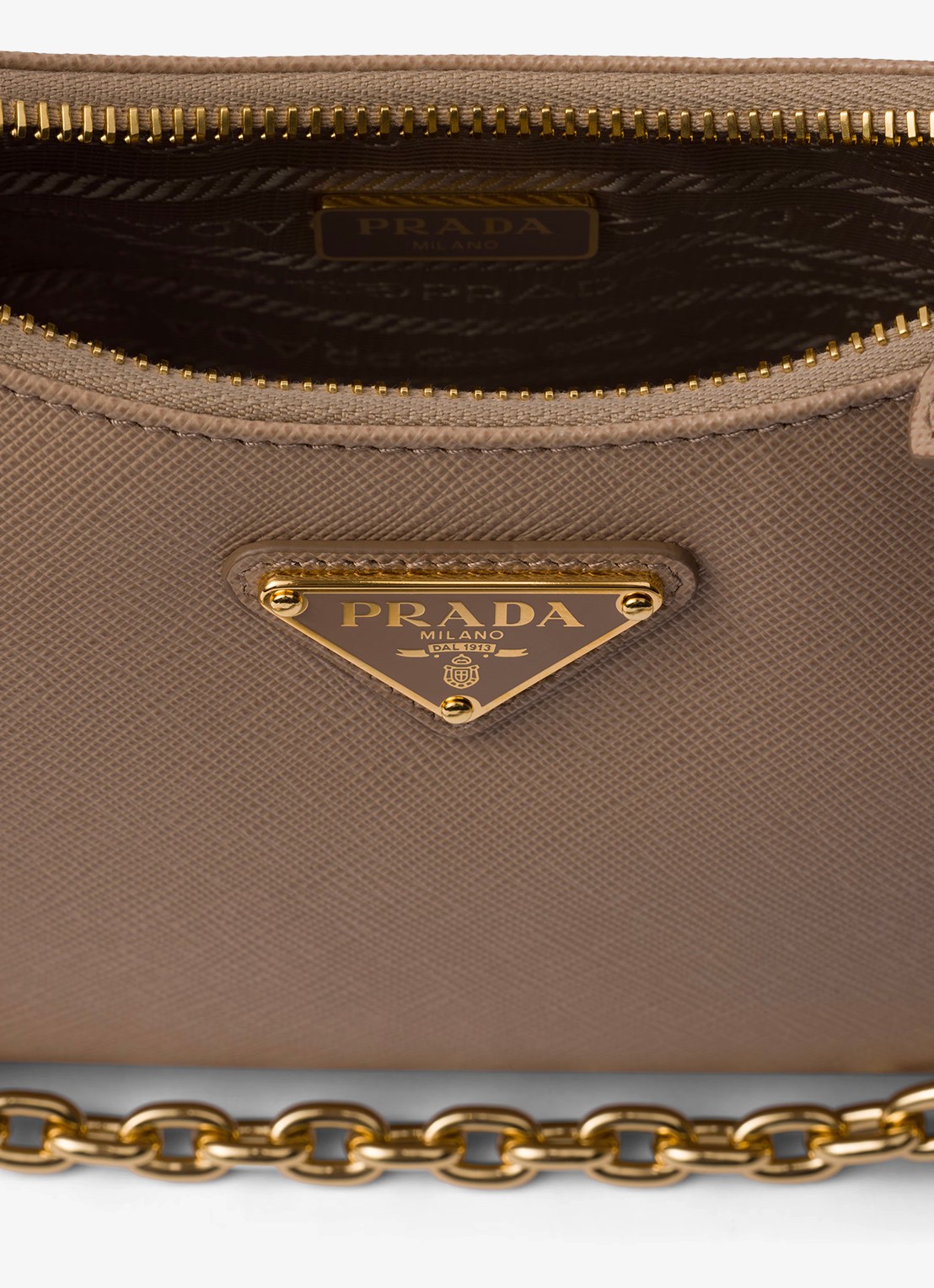 Prada Re-Edition 2005 crossbodytas van kalfsleer - detail 5 lichtbruin