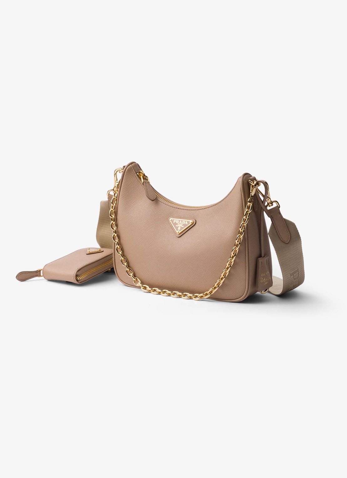 Prada Re-Edition 2005 crossbodytas van kalfsleer - voorkant 2 lichtbruin