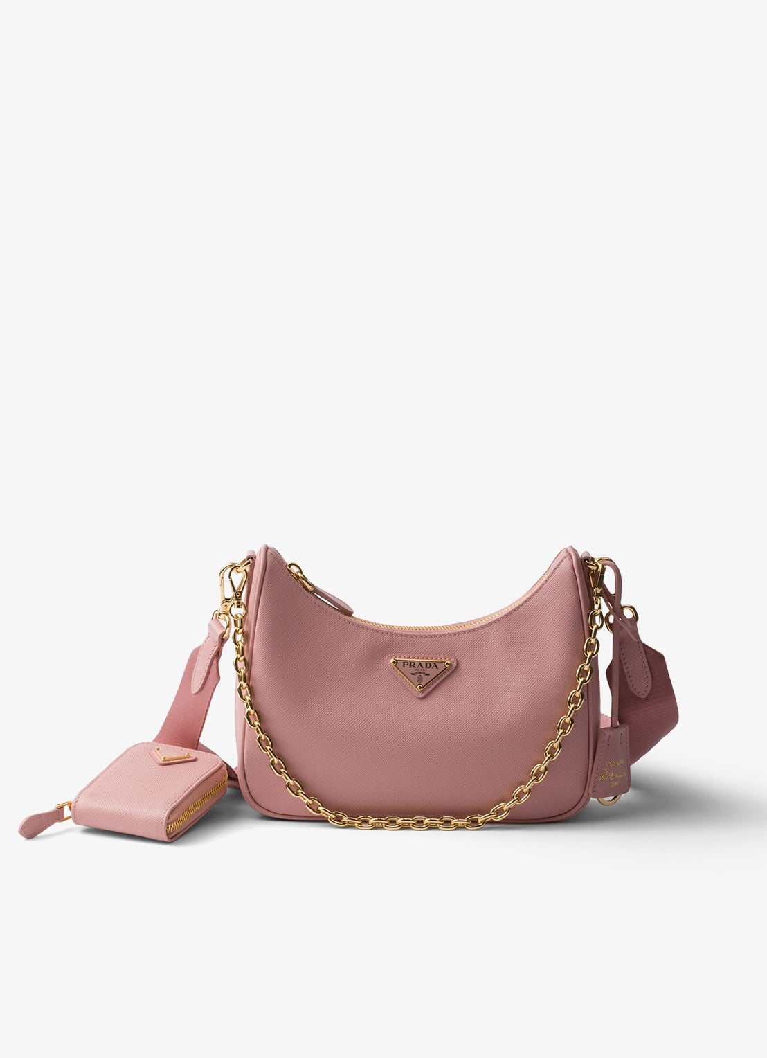 Prada Re-Edition 2005 crossbodytas van kalfsleer - voorkant lichtroze
