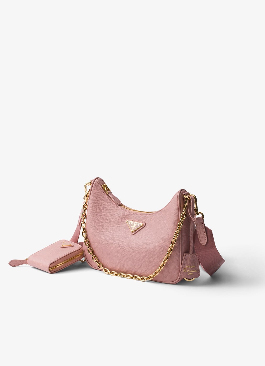 Prada Re-Edition 2005 crossbodytas van kalfsleer - voorkant 2 lichtroze