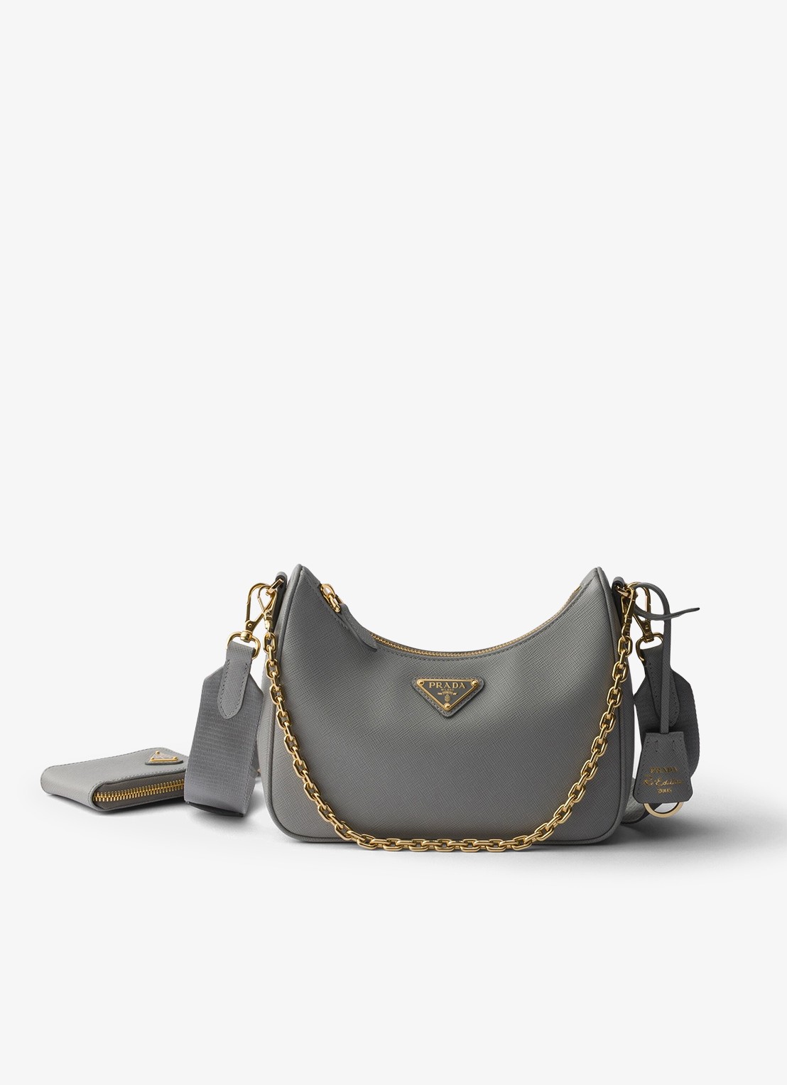 Prada Re-Edition 2005 crossbodytas van kalfsleer - voorkant 4 grijs