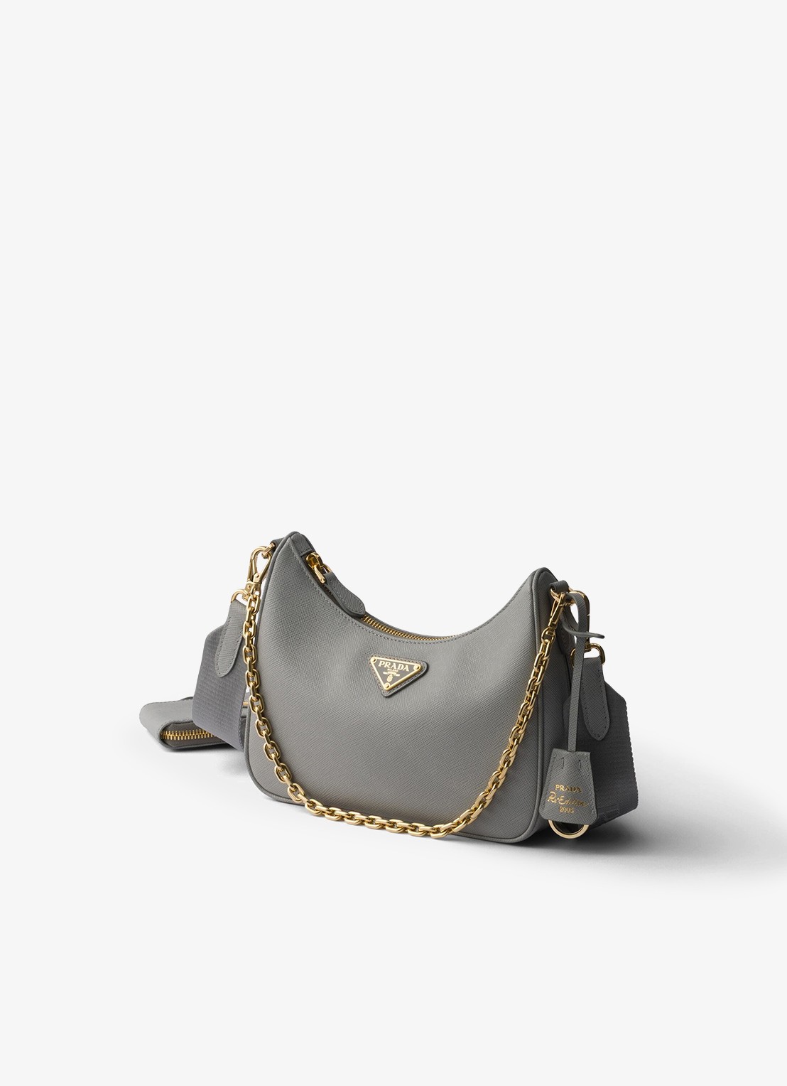 Prada Re-Edition 2005 crossbodytas van kalfsleer - voorkant 5 grijs
