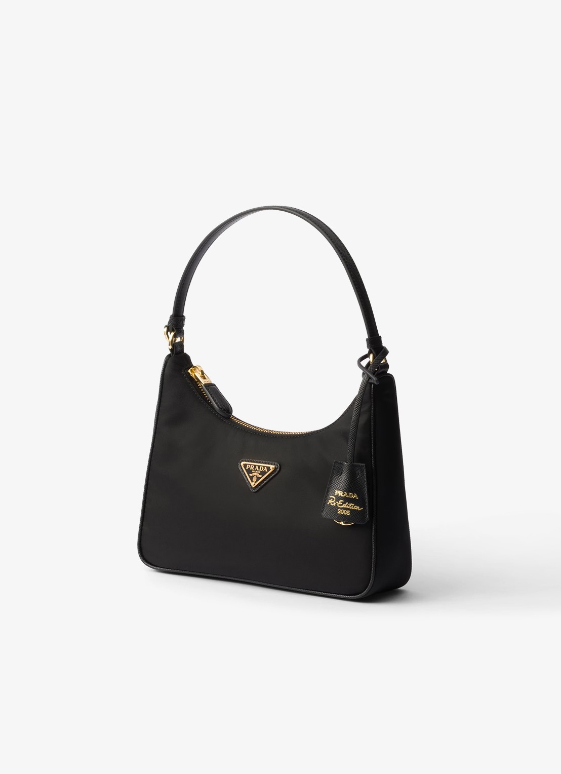 Prada Re-Edition 2005 Re-Nylon Mini handtas met leren details - detail 3 diepzwart