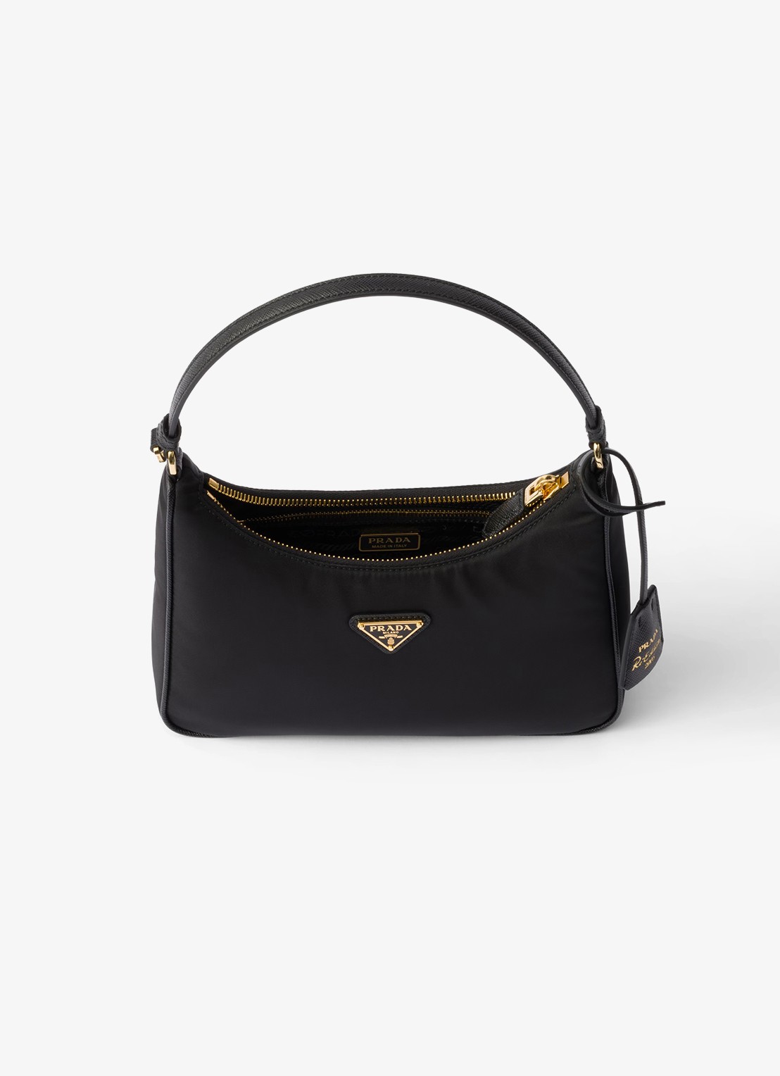 Prada Re-Edition 2005 Re-Nylon Mini handtas met leren details - detail 4 diepzwart