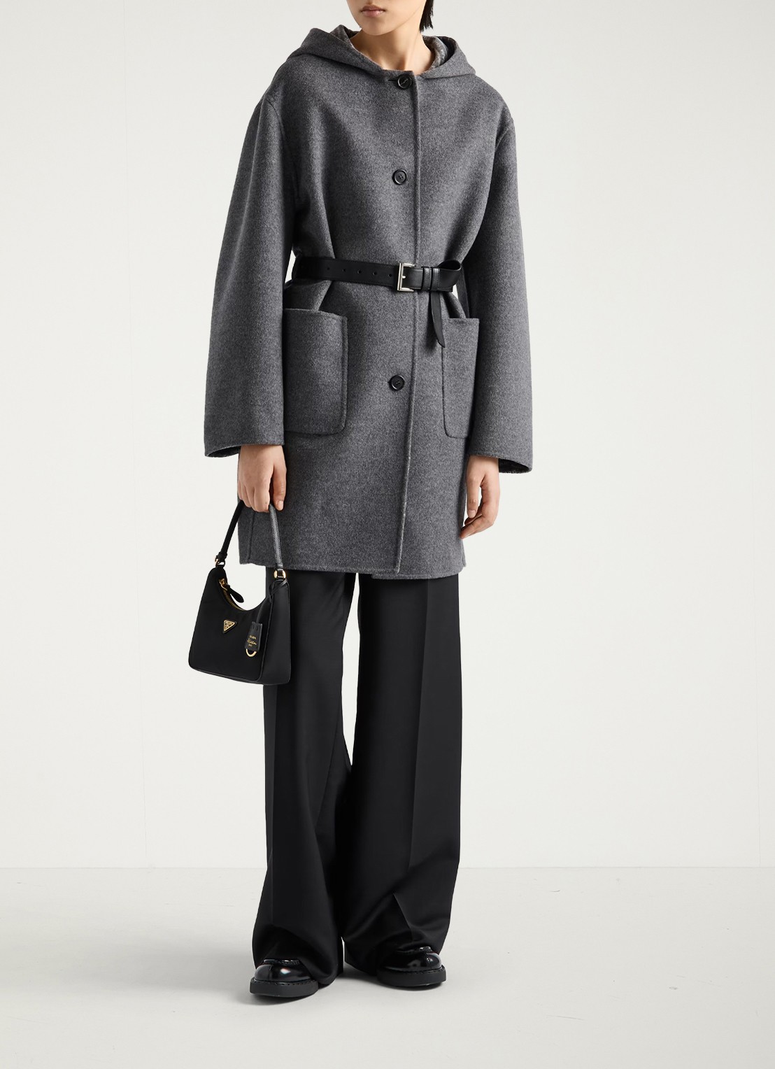 Prada Re-Edition 2005 Re-Nylon Mini handtas met leren details - detail 6 diepzwart