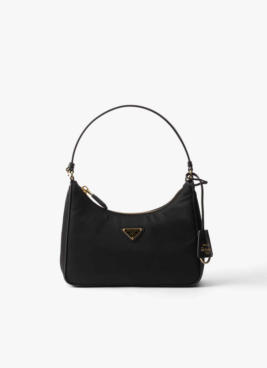 Prada Re-Edition 2005 Re-Nylon Mini handtas met leren details - voorkant diepzwart