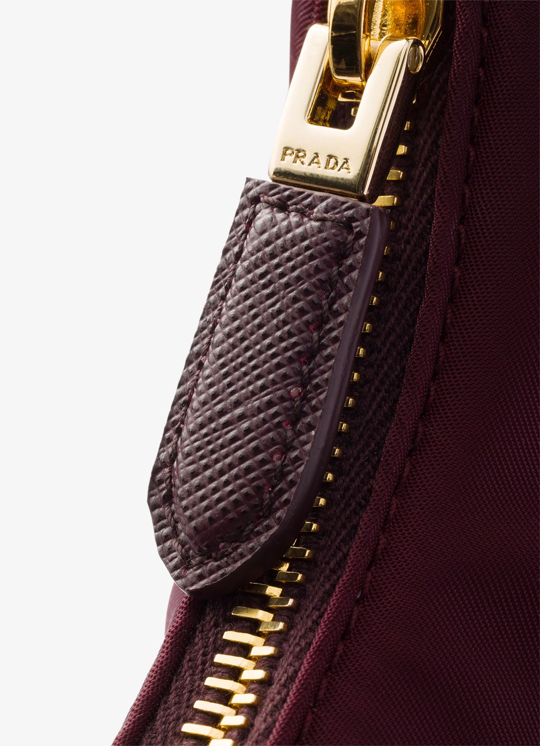 Prada Re-Edition 2005 Re-Nylon Mini handtas met leren details - detail 4 bordeauxrood