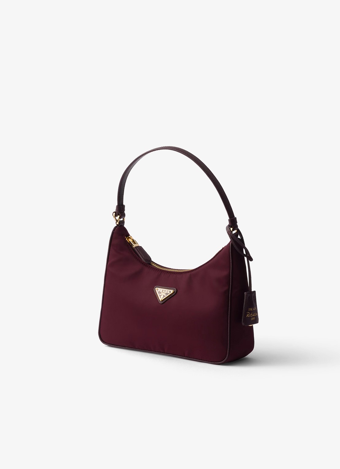 Prada Re-Edition 2005 Re-Nylon Mini handtas met leren details - voorkant 2 bordeauxrood