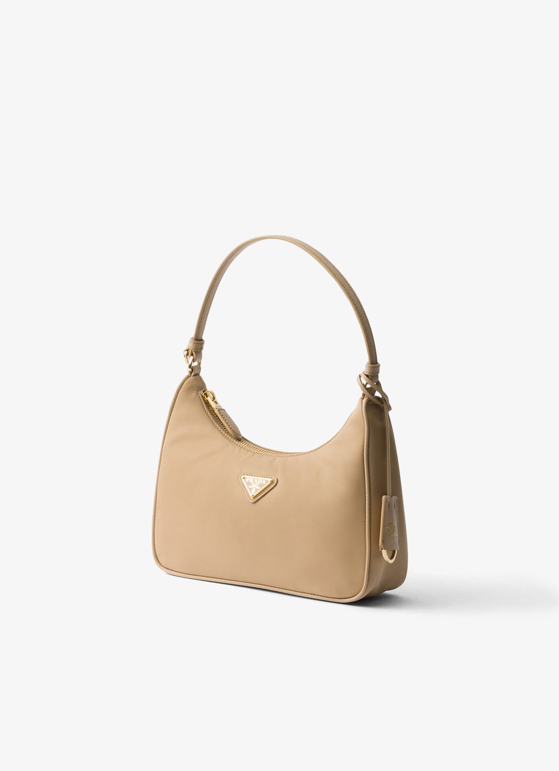 Prada Re-Edition 2005 Re-Nylon Mini handtas met leren details - voorkant 5 beige
