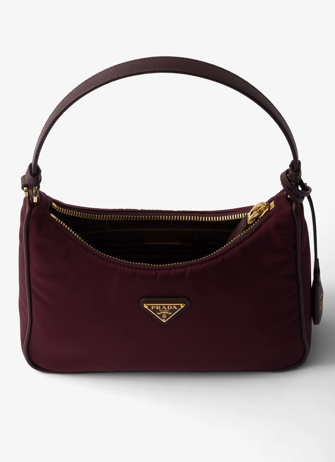 Prada Re-Edition 2005 Re-Nylon Mini schoudertas met leren details - detail 3 bordeauxrood