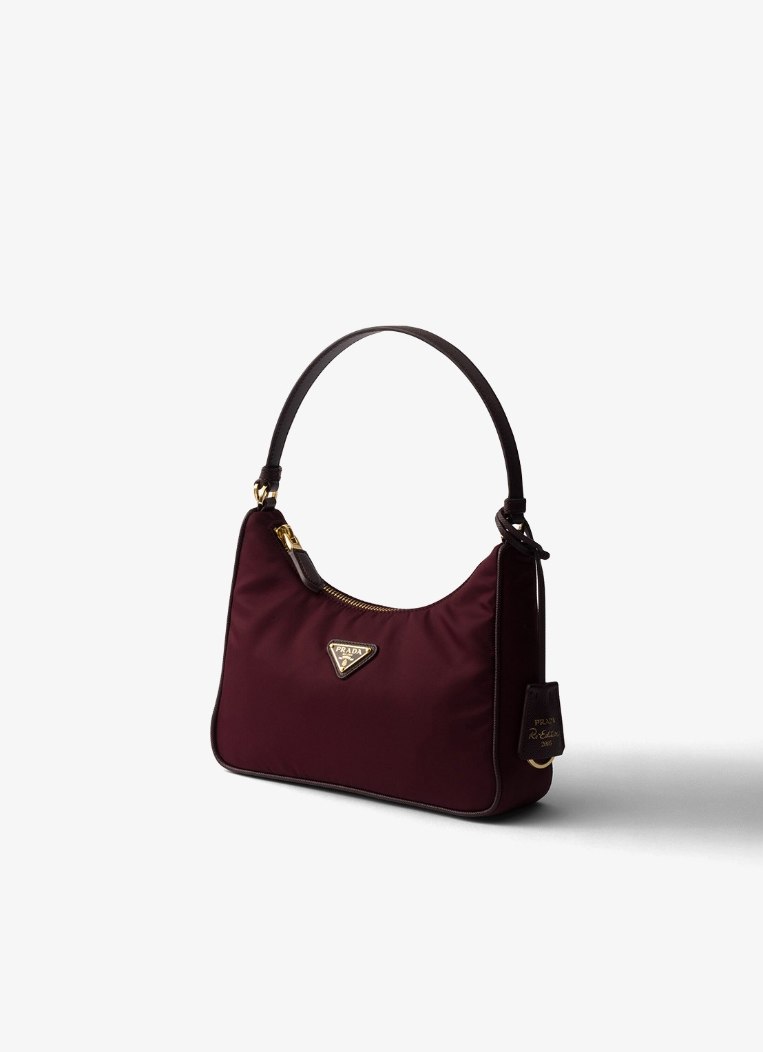 Prada Re-Edition 2005 Re-Nylon Mini schoudertas met leren details - voorkant 6 bordeauxrood