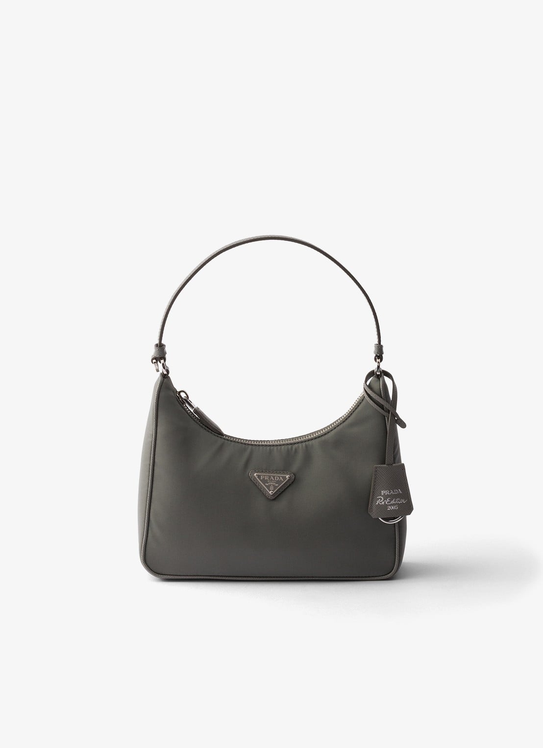 Prada Re-Edition 2005 Re-Nylon Mini schoudertas met leren details - voorkant 3 middengrijs