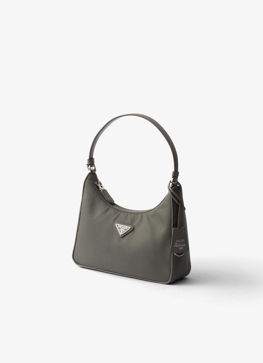 Prada Re-Edition 2005 Re-Nylon Mini schoudertas met leren details - voorkant 4 middengrijs