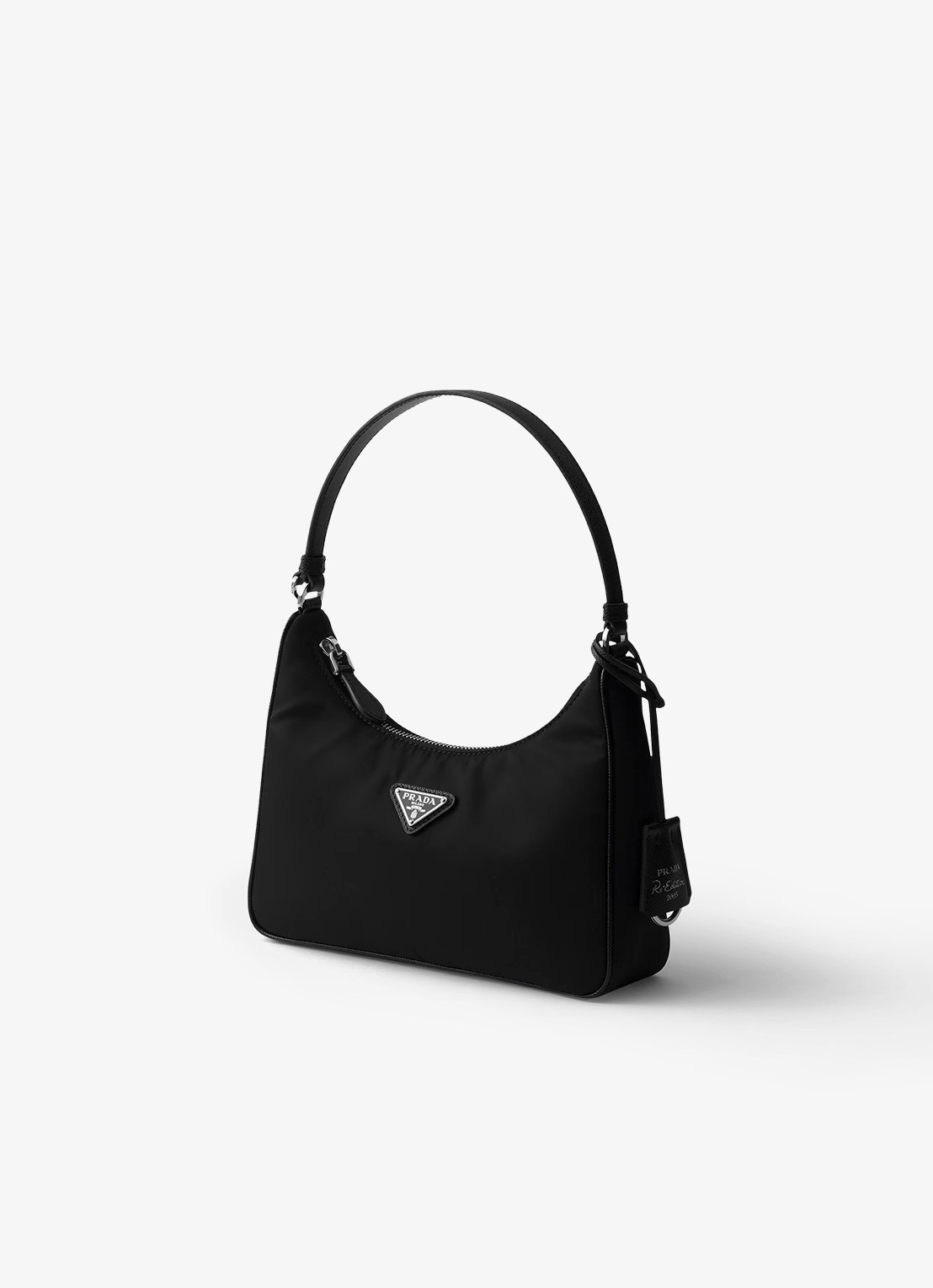 Prada Re-Edition 2005 Re-Nylon Mini schoudertas met leren details - voorkant 2 zwart