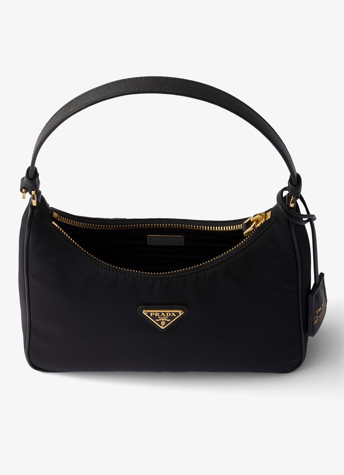 Prada Re-Edition 2005 Re-Nylon Mini schoudertas met leren details - detail 5 diepzwart