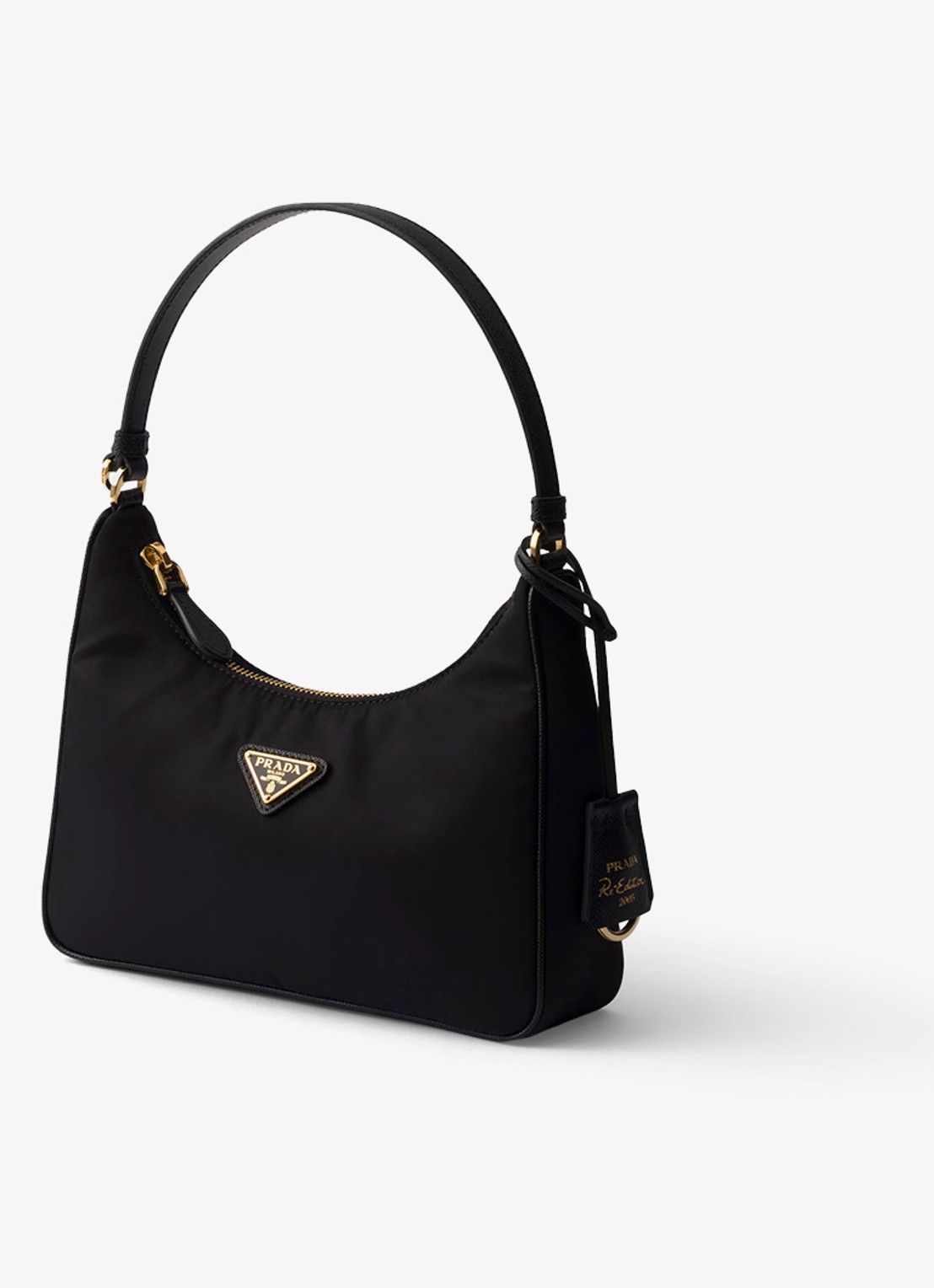 Prada Re-Edition 2005 Re-Nylon Mini schoudertas met leren details - voorkant 3 diepzwart