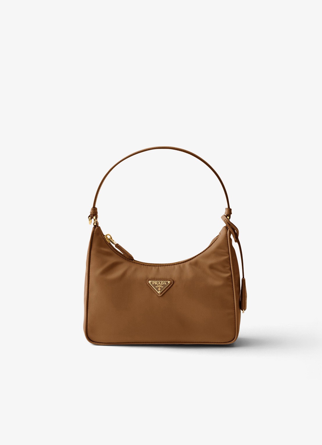 Prada Re-Edition 2005 Re-Nylon Mini schoudertas met leren details - voorkant 2 camel