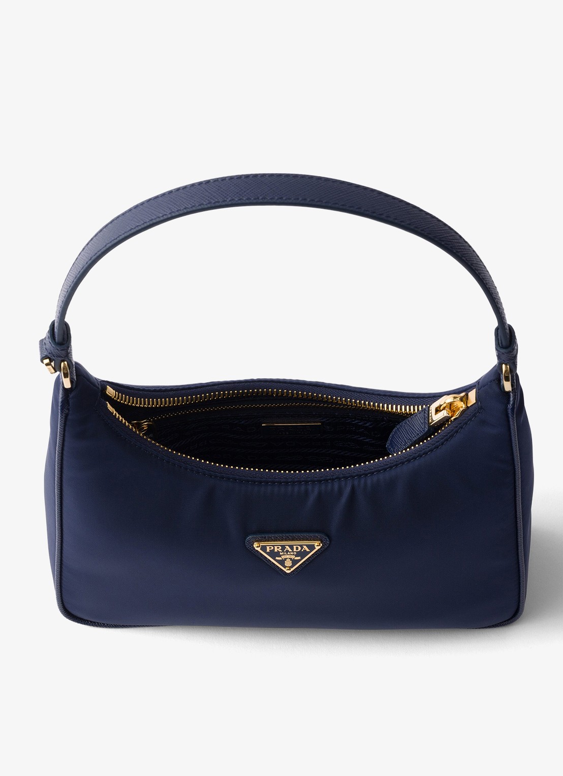 Prada Re-Edition 2005 Re-Nylon Mini schoudertas met leren details - detail 4 donkerblauw