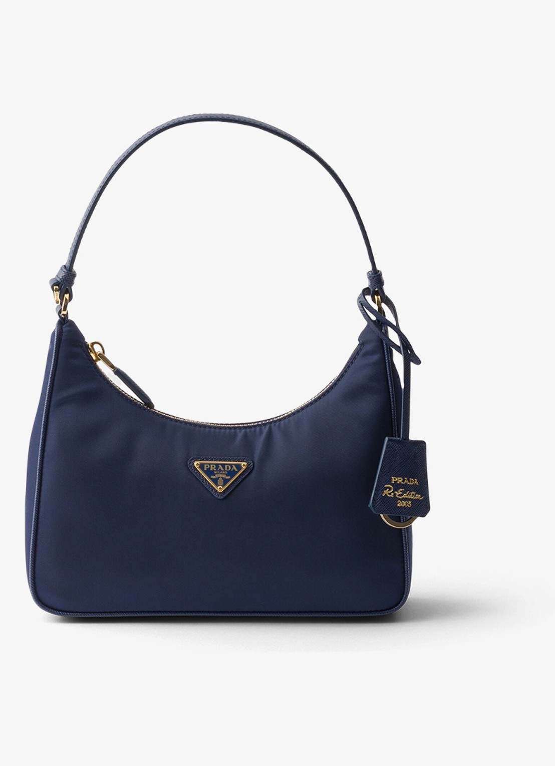 Prada Re-Edition 2005 Re-Nylon Mini schoudertas met leren details - voorkant donkerblauw