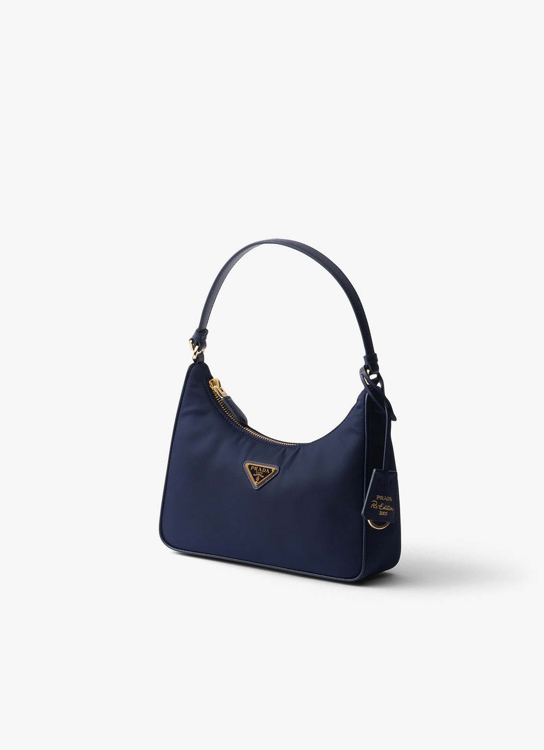 Prada Re-Edition 2005 Re-Nylon Mini schoudertas met leren details - voorkant 2 donkerblauw