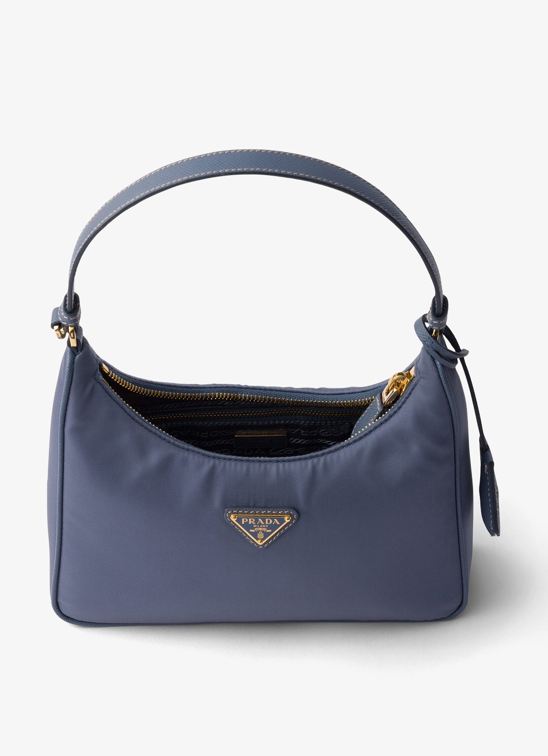 Prada Re-Edition 2005 Re-Nylon Mini schoudertas met leren details - detail 4 staalblauw