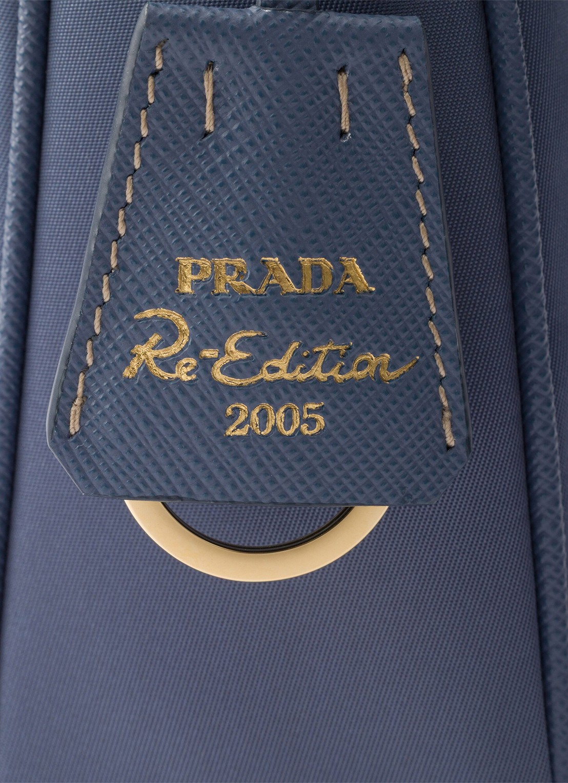 Prada Re-Edition 2005 Re-Nylon Mini schoudertas met leren details - detail 5 staalblauw
