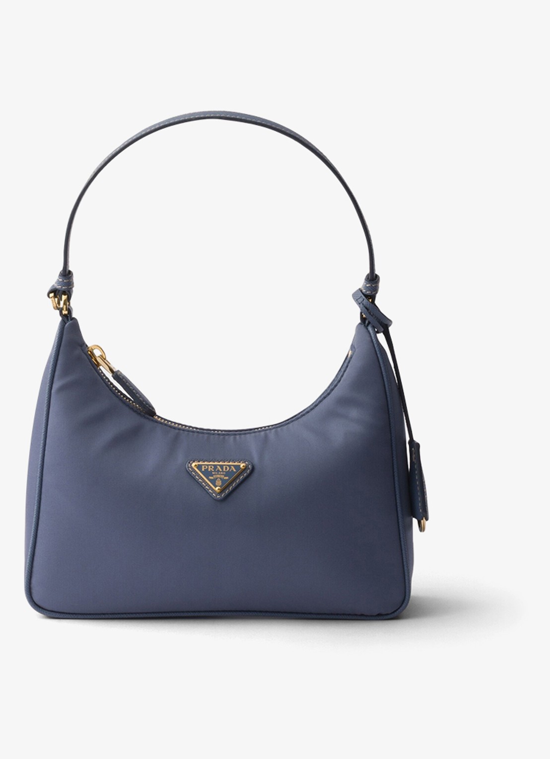 Prada Re-Edition 2005 Re-Nylon Mini schoudertas met leren details - voorkant staalblauw