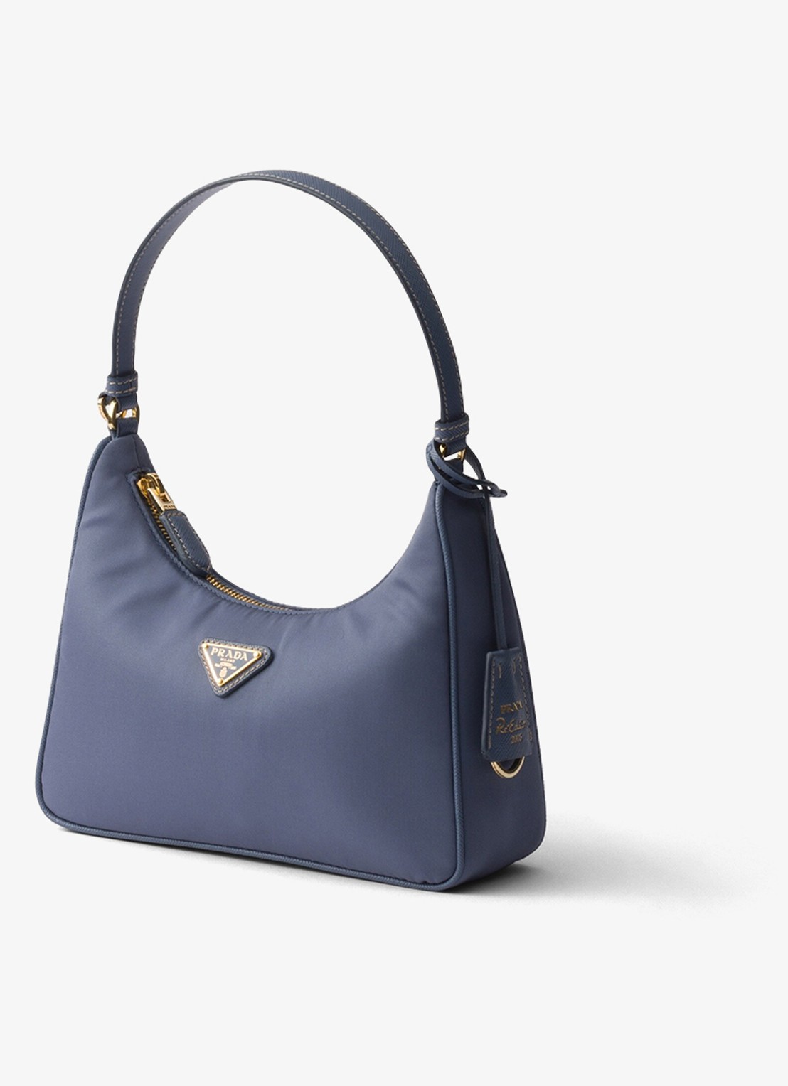 Prada Re-Edition 2005 Re-Nylon Mini schoudertas met leren details - voorkant 2 staalblauw
