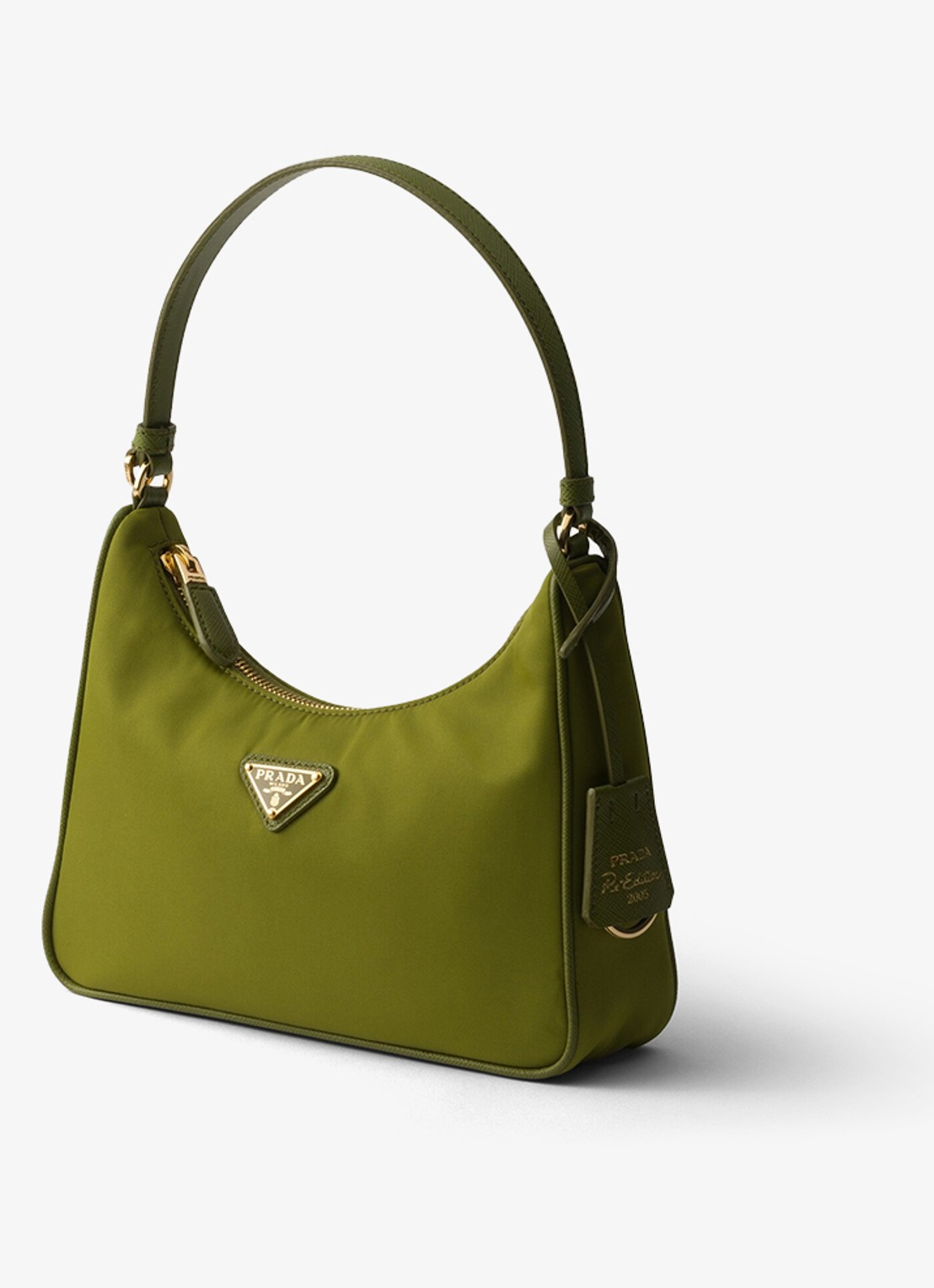 Prada Re-Edition 2005 Re-Nylon Mini schoudertas met leren details - voorkant 6 groen