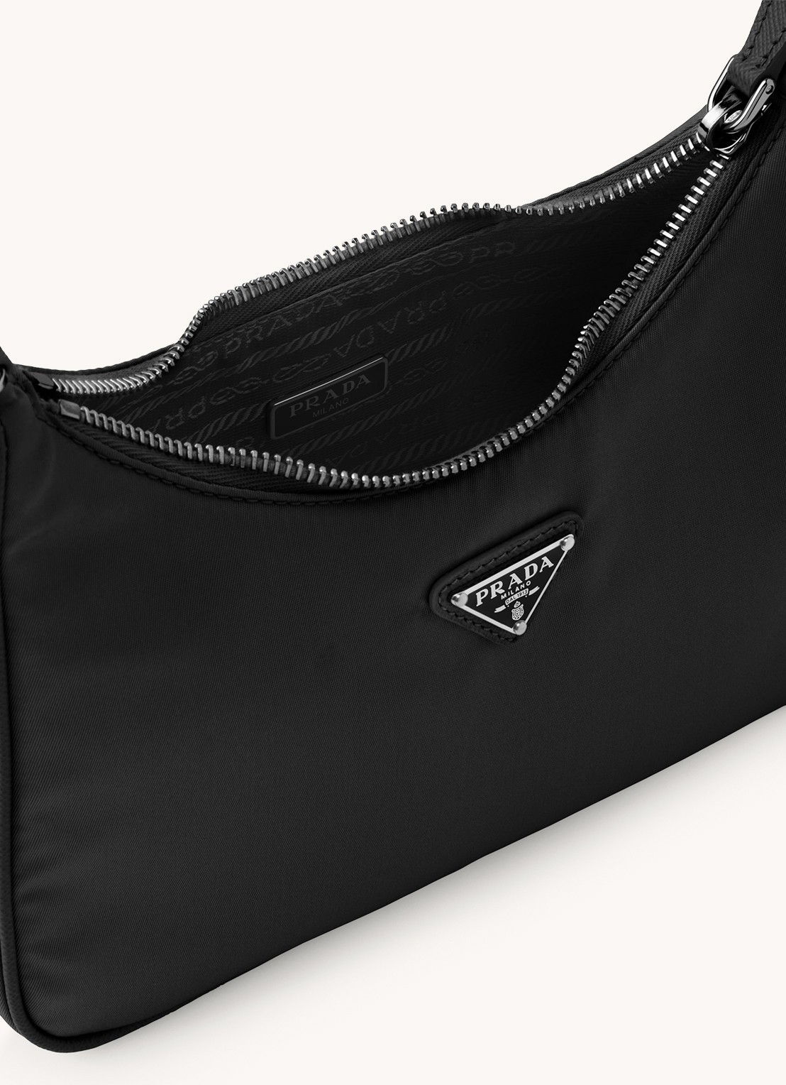 Prada Re-Edition 2005 Re-Nylon schoudertas met leren details - detail 3 zilver