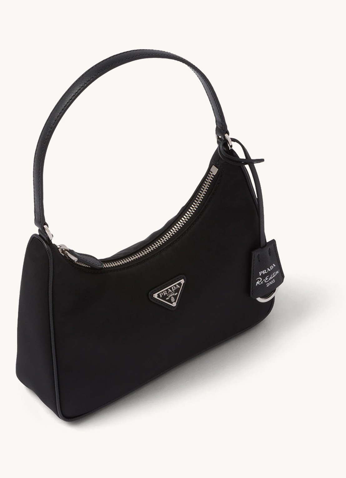 Prada Re-Edition 2005 Re-Nylon schoudertas met leren details - achterkant 4 zwart