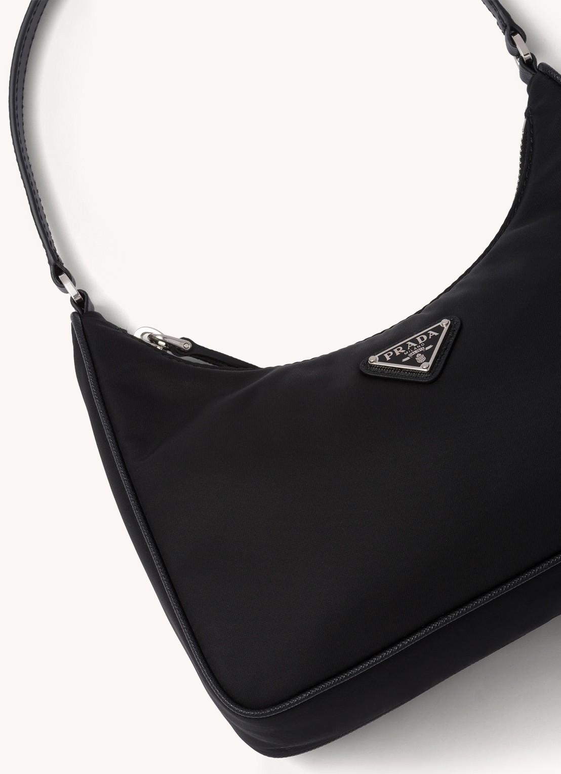 Prada Re-Edition 2005 Re-Nylon schoudertas met leren details - detail 8 zwart