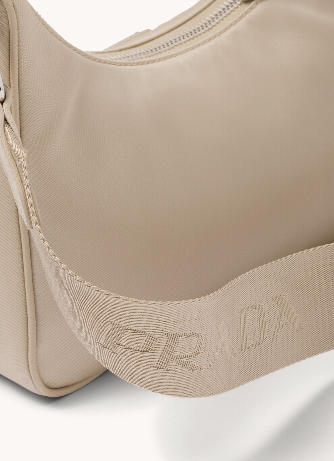 Prada Re-Edition 2005 Re-Nylon schoudertas met leren details - detail 3 beige