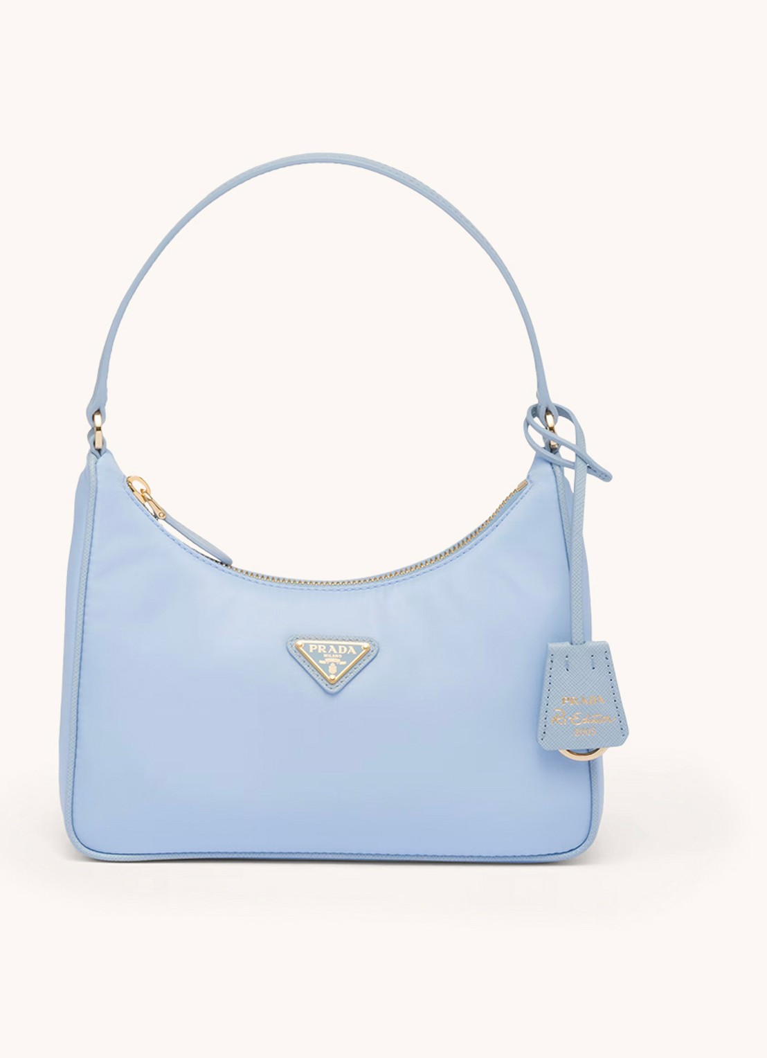 Prada Re-Edition 2005 Re-Nylon schoudertas met leren details - voorkant 5 lichtblauw