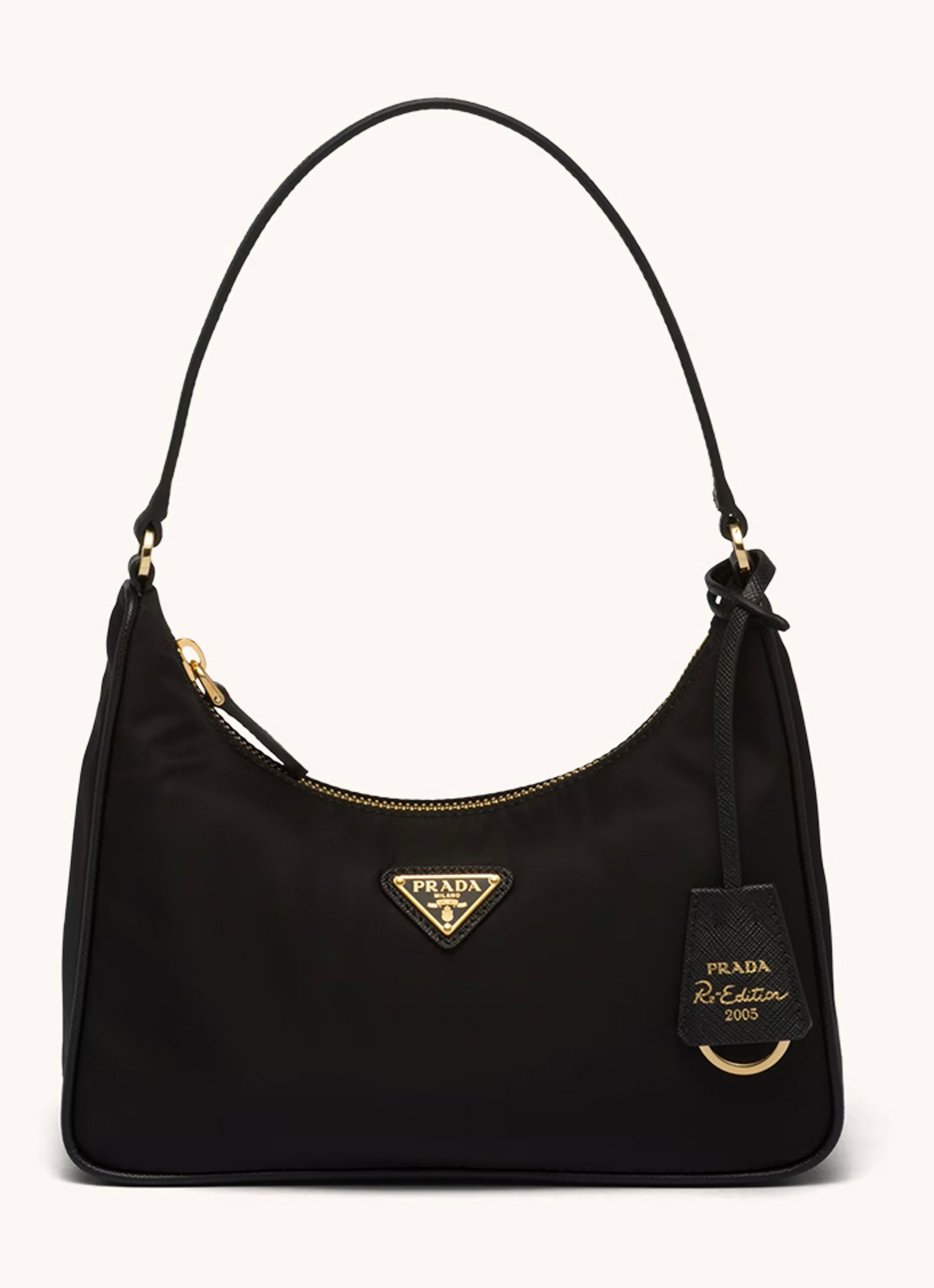 Prada Re-Edition 2005 Re-Nylon schoudertas met leren details - voorkant 3 zwart