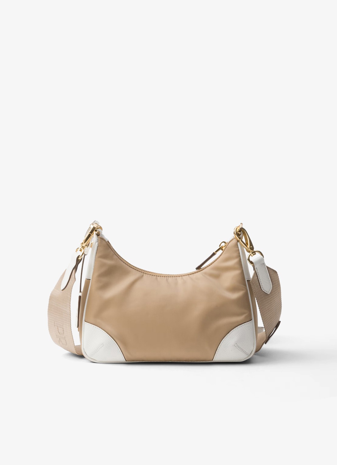 Prada Re-Edition 2005 Re-Nylon schoudertas met leren details - achterkant 5 donkerbeige
