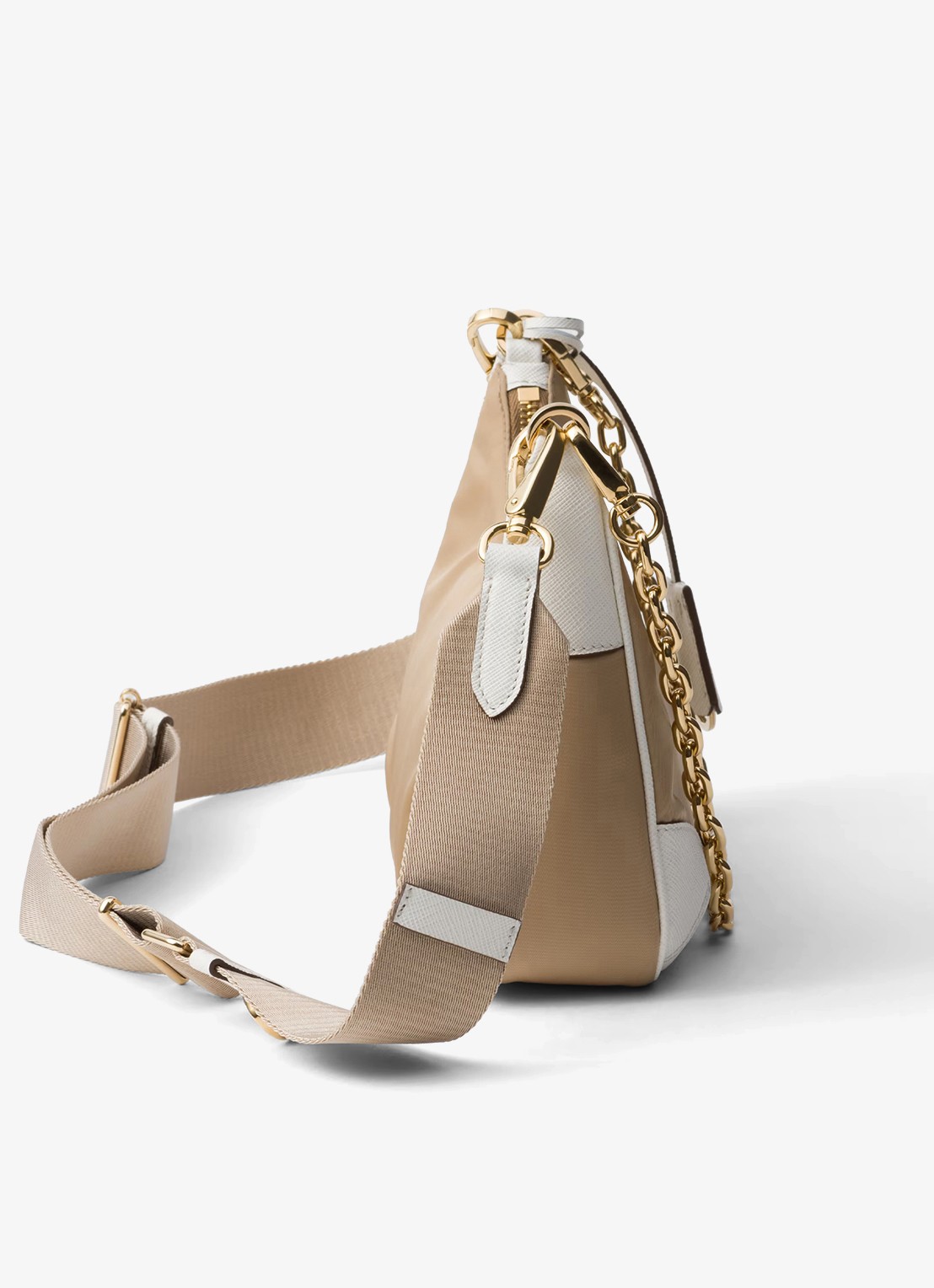 Prada Re-Edition 2005 Re-Nylon schoudertas met leren details - detail 4 donkerbeige