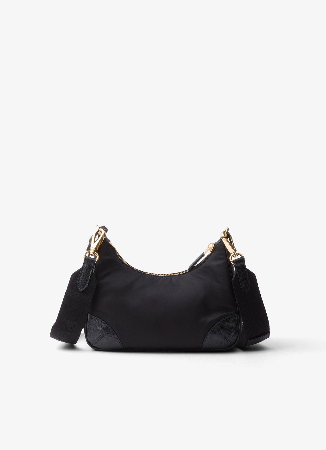 Prada Re-Edition 2005 Re-Nylon schoudertas met leren details - achterkant 5 diepzwart