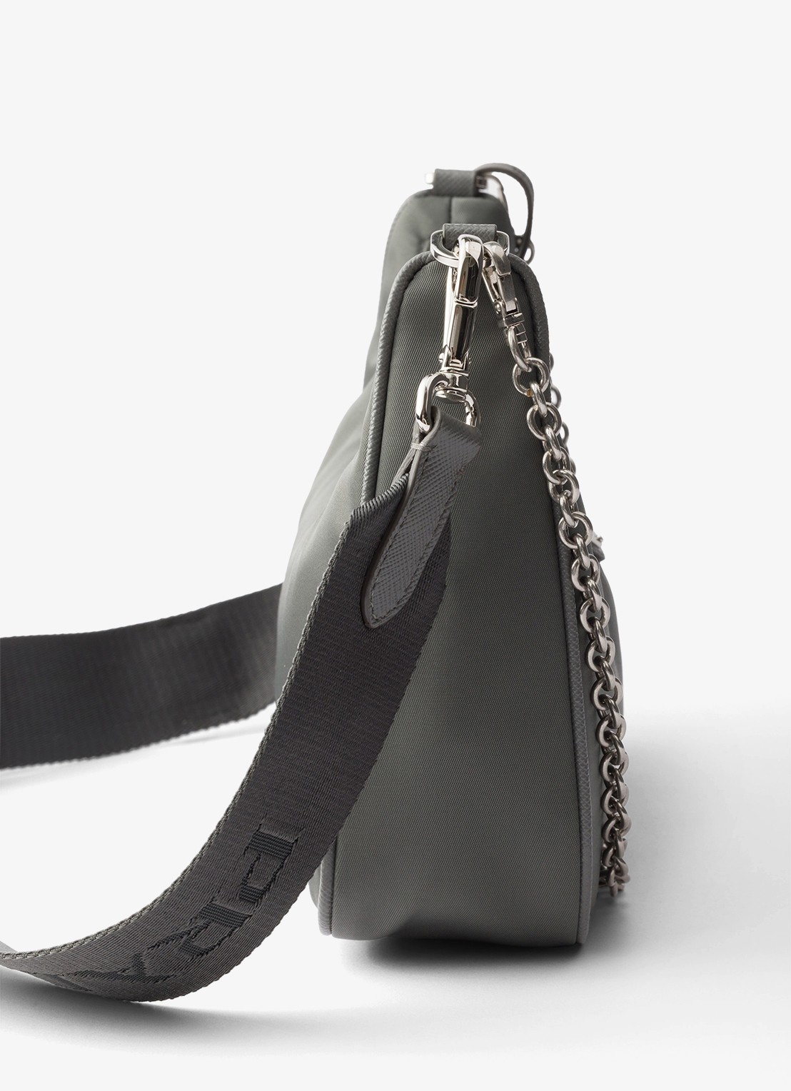 Prada Re-Edition 2005 Re-Nylon schoudertas met leren details - detail 5 grijs