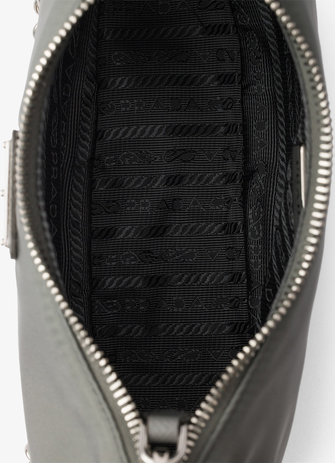 Prada Re-Edition 2005 Re-Nylon schoudertas met leren details - detail 7 grijs