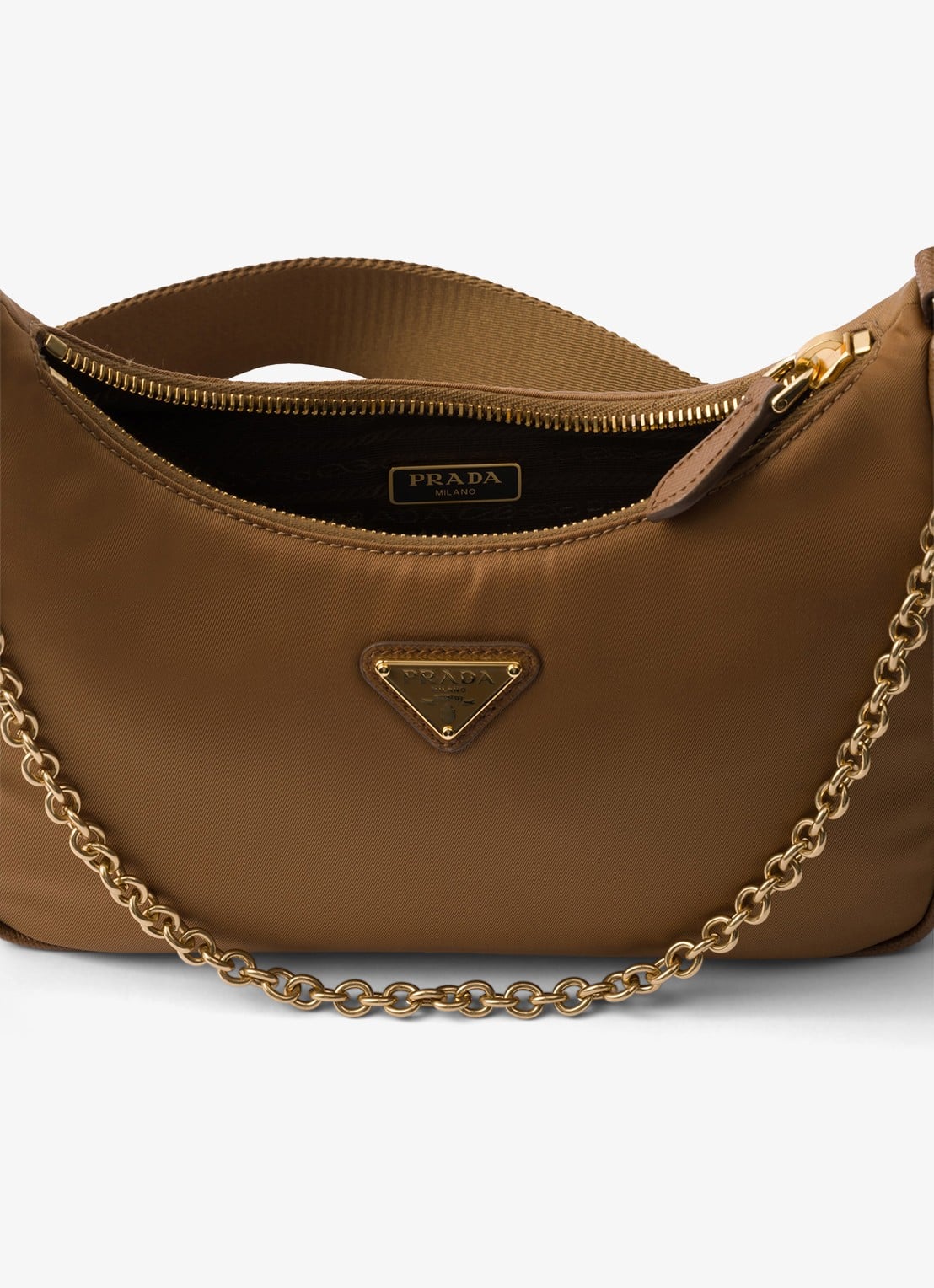 Prada Re-Edition 2005 Re-Nylon schoudertas met leren details - detail 3 bruin