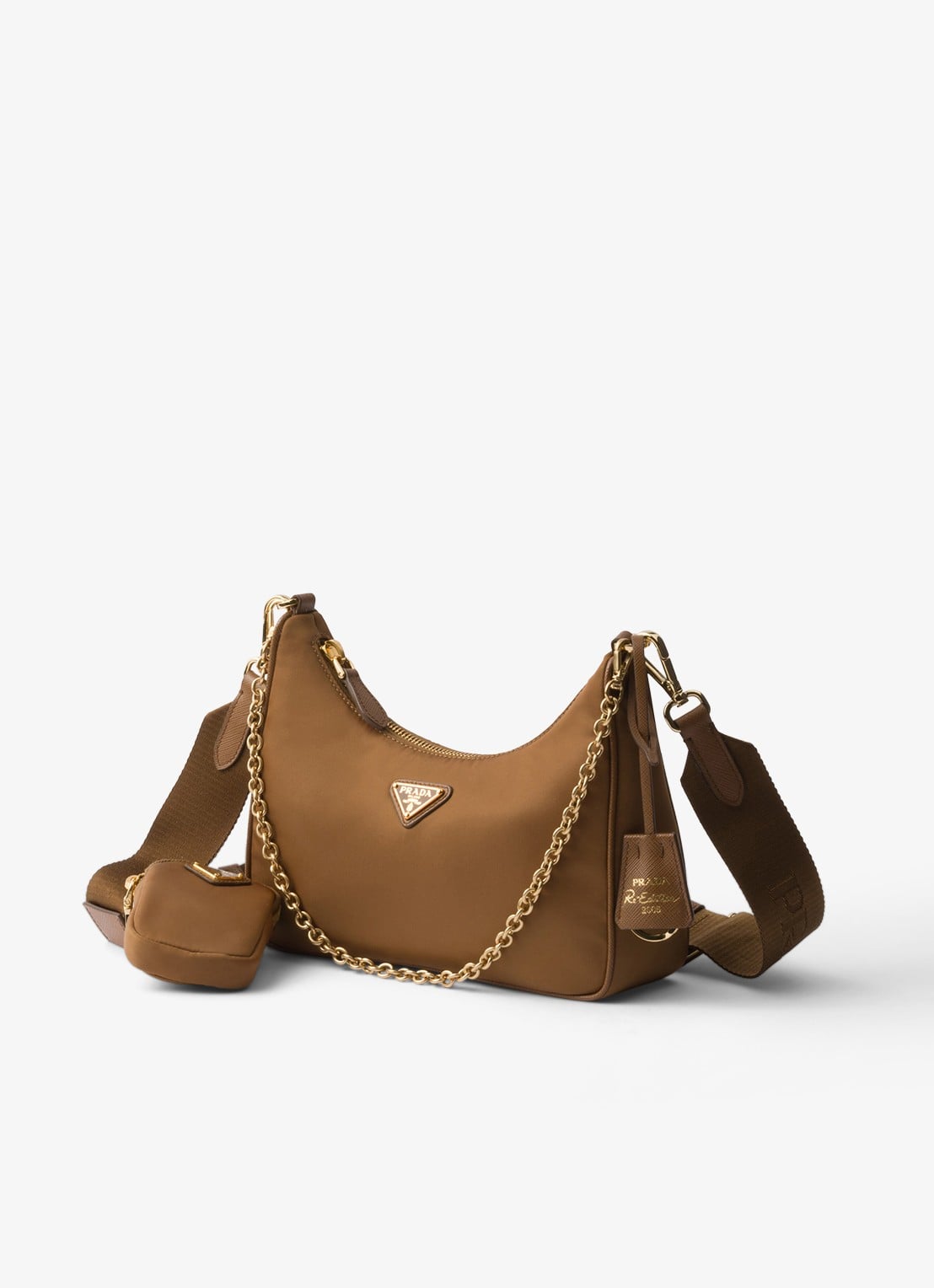 Prada Re-Edition 2005 Re-Nylon schoudertas met leren details - voorkant 2 bruin