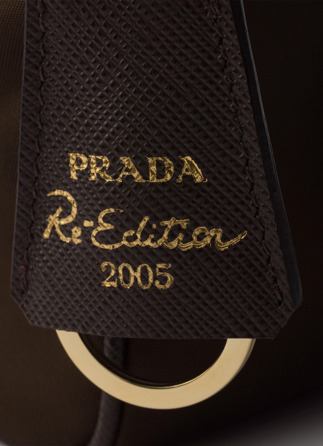 Prada Re-Edition 2005 Re-Nylon schoudertas met leren details - detail 5 donkerbruin