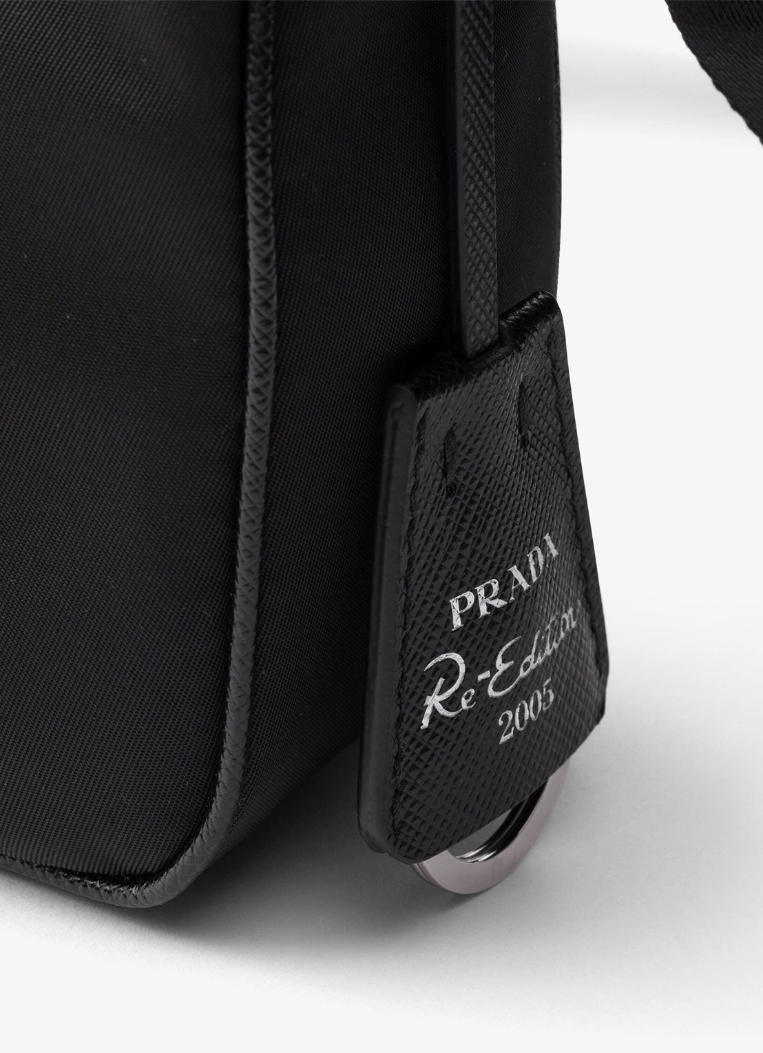 Prada Re-Edition 2005 Re-Nylon schoudertas met leren details - detail 4 zwart