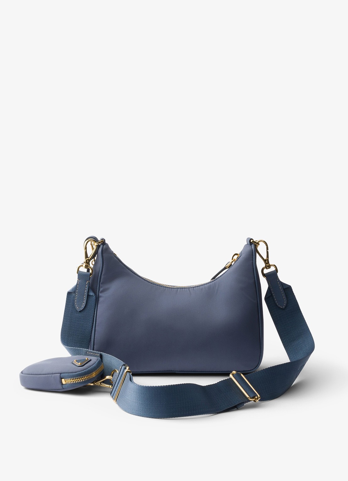 Prada Re-Edition 2005 Re-Nylon schoudertas met leren details - achterkant staalblauw